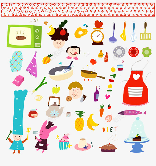 卡通元素集合png免抠素材_88icon https://88icon.com 围裙 图贴 插画 绘画 萝卜
