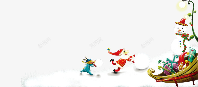 圣诞海报装饰png免抠素材_88icon https://88icon.com 圣诞老人 圣诞节 白色 雪地 雪球