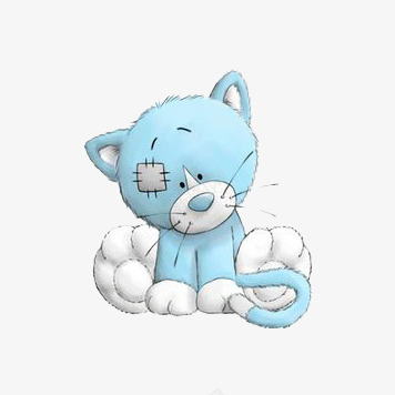 手绘毛绒玩具蓝色猫咪png免抠素材_88icon https://88icon.com 卡通玩具 毛绒玩具 猫咪 蓝色