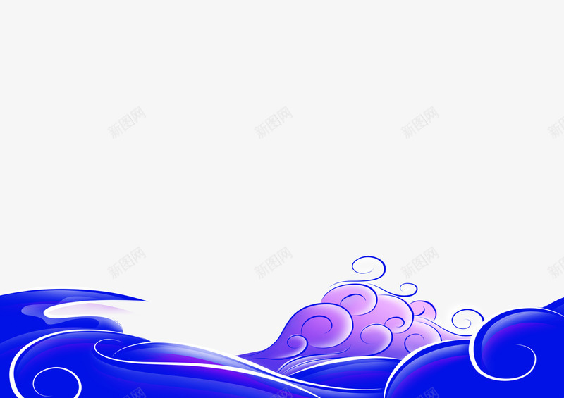 蓝色简约浪花边框纹理png免抠素材_88icon https://88icon.com 免抠PNG 浪花 简约 蓝色 边框纹理