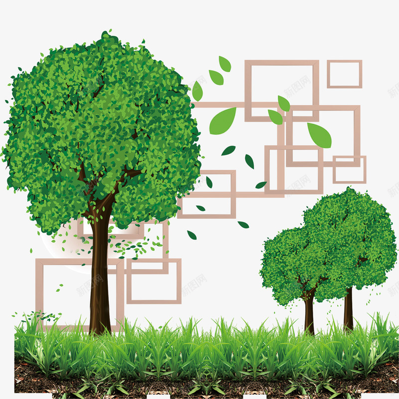 3D壁画png免抠素材_88icon https://88icon.com 3D 3D壁画 墙 树 电视墙背景
