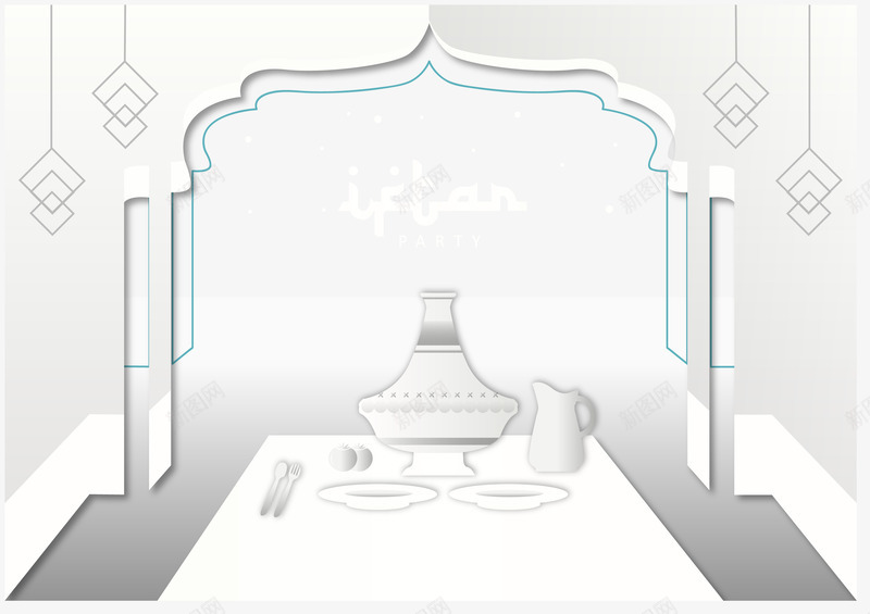 洁白厨房餐具png免抠素材_88icon https://88icon.com 刀叉 干净 烧水壶 白色 盘子