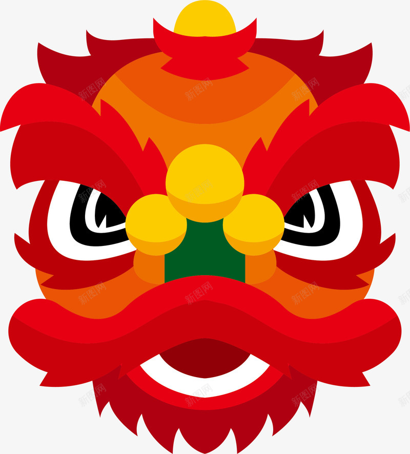 新年红色舞狮狮子头png免抠素材_88icon https://88icon.com 喜庆 新年舞狮 童趣 红色舞狮 舞狮活动 舞狮狮子头