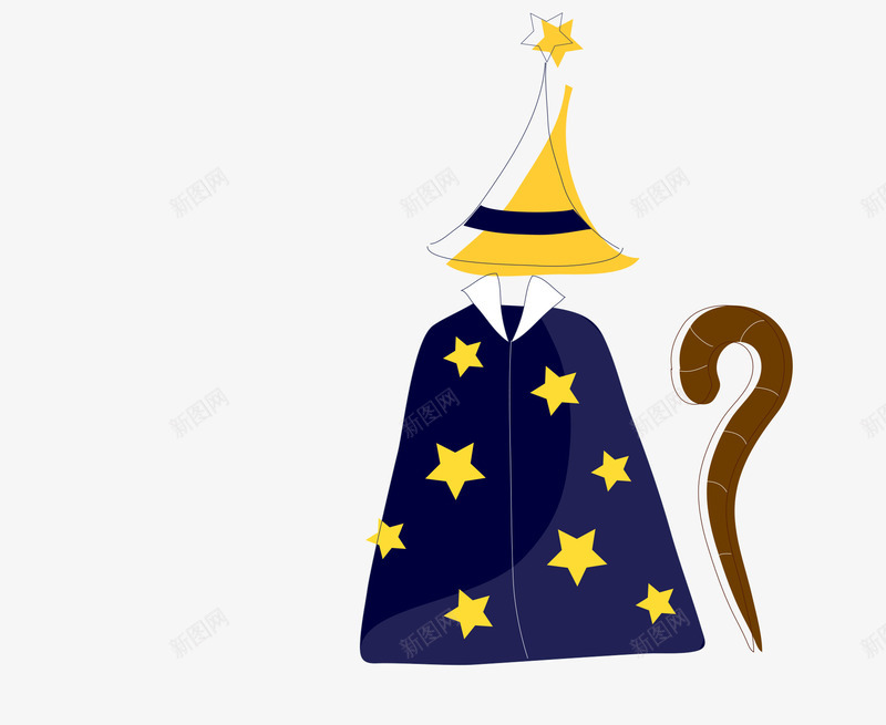 五角星图案的斗篷和巫师帽png免抠素材_88icon https://88icon.com 五角星图案 巫师帽 巫师服饰 拐杖 斗篷 装饰