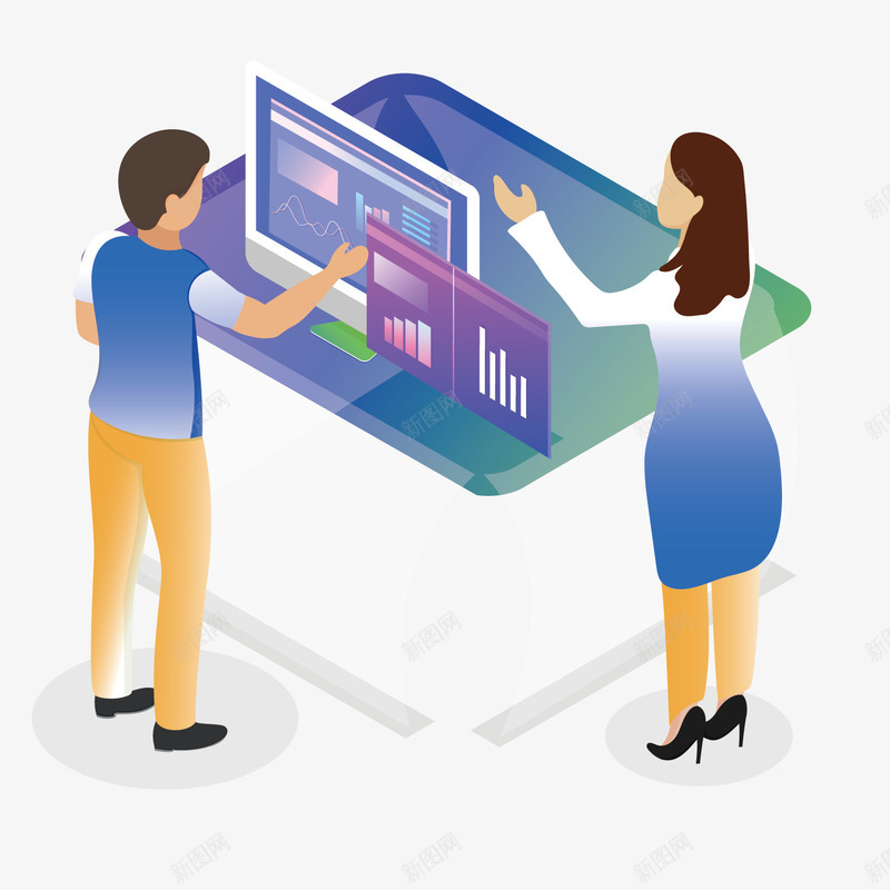 可爱卡通电子科技矢量图ai免抠素材_88icon https://88icon.com 个性 人物 卡通 手绘 数据 电子 电脑 简单 蓝色 矢量图