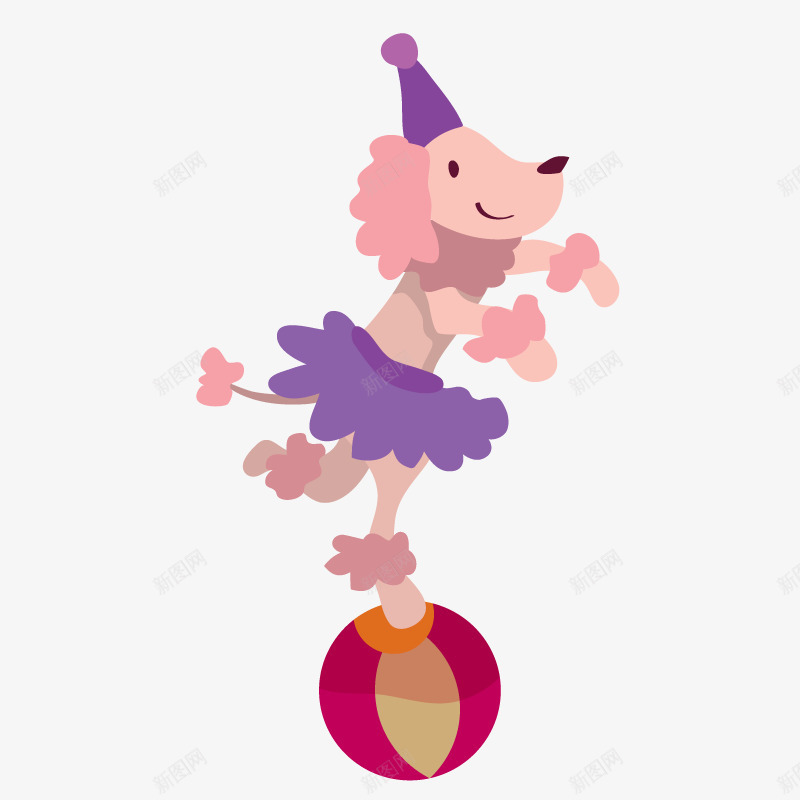 穿着花裙子的狗在表演png免抠素材_88icon https://88icon.com 卡通动物 卡通形象 狗 皮球 花裙子 表演 马戏院