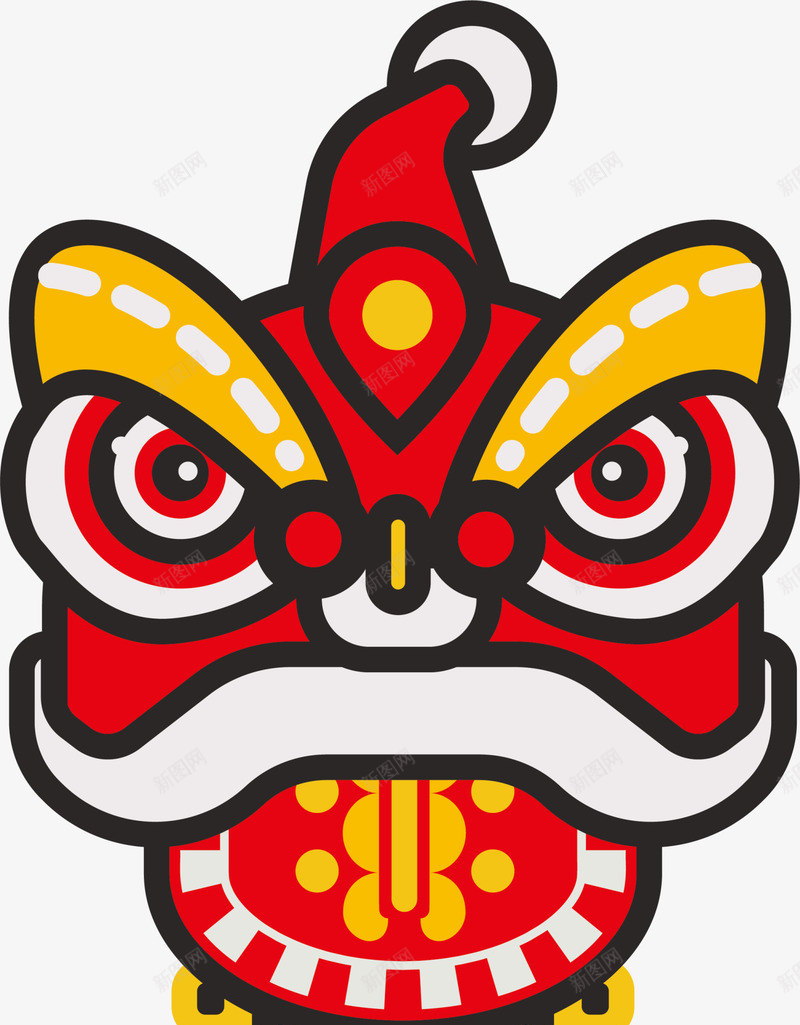 新年卡通红色狮子头png免抠素材_88icon https://88icon.com 卡通狮子头 新年狮子头 新年舞狮 童趣 红色狮子头 舞狮活动