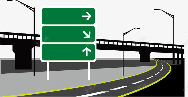 手绘公路矢量图ai免抠素材_88icon https://88icon.com 公路 手绘公路 指示牌 路标素材 矢量图