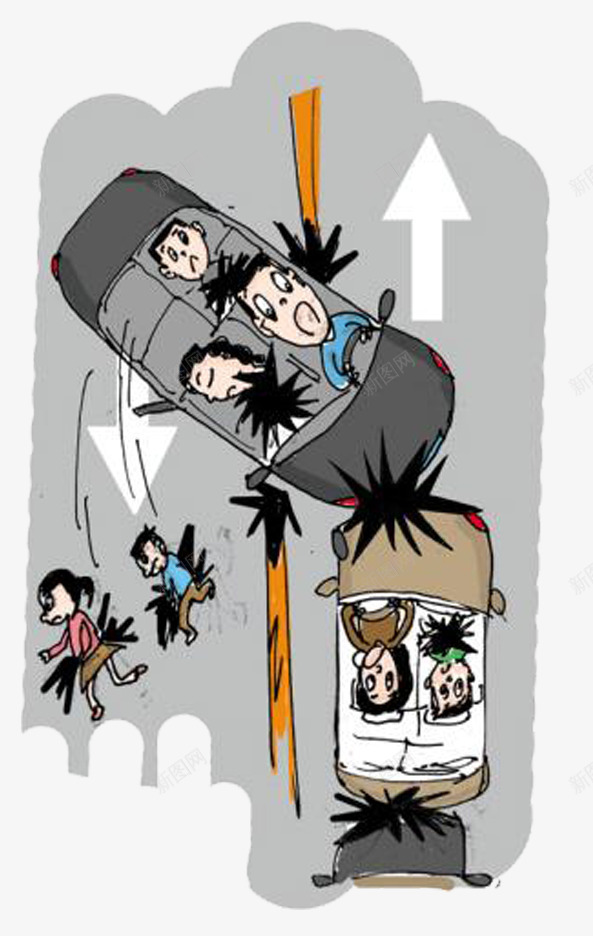 马路上的生死瞬间png免抠素材_88icon https://88icon.com 人命 危险 塞车 开车 撞车