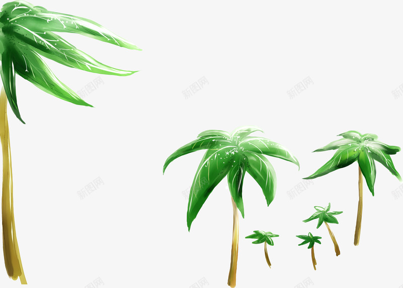 绘画椰树大海边海报png免抠素材_88icon https://88icon.com 椰树 海报 海边 绘画
