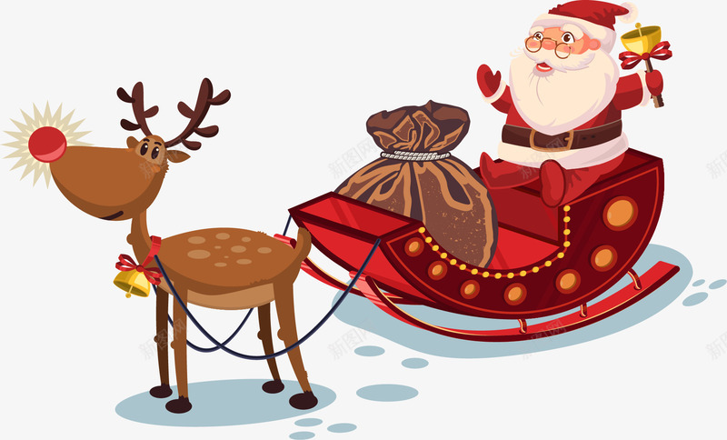 驾麋鹿车的圣诞老人png免抠素材_88icon https://88icon.com 圣诞礼物 圣诞老人 圣诞节 礼物袋子 红色 节日 麋鹿 麋鹿车