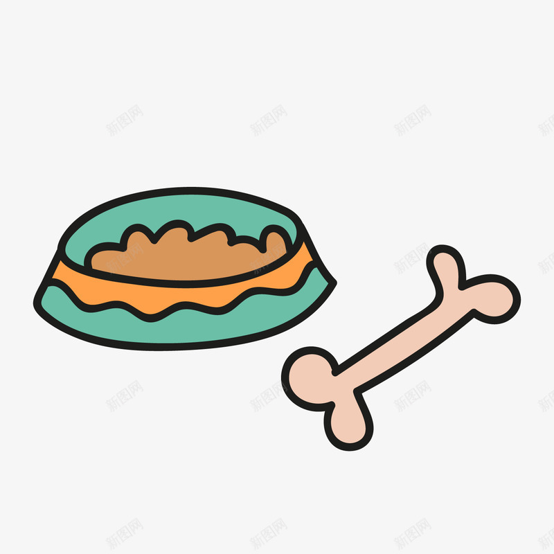 卡通狗粮与骨头png免抠素材_88icon https://88icon.com 卡通狗粮 卡通骨头 宠物狗用品 狗骨头 背景装饰