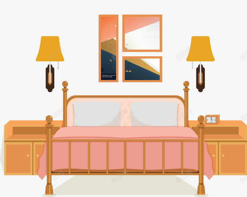 温馨卧室粉色大床矢量图ai免抠素材_88icon https://88icon.com 卧室 卧室设计 大床 家居家装 矢量png 粉色大床 矢量图