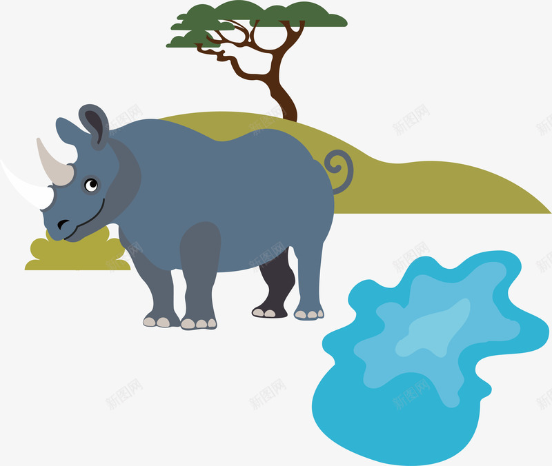 手绘卡通野生动物犀牛矢量图ai免抠素材_88icon https://88icon.com 动物 卡通 大象 手绘 河马 犀牛 狮子 猎豹 猎豹头 矢量图 秃鹫 豹头 野生 长颈鹿 鳄鱼 鸵鸟