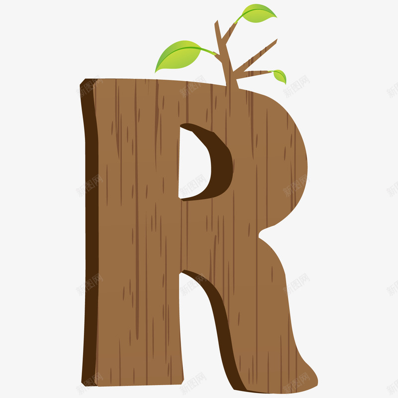 创意木制英文字母Rpng免抠素材_88icon https://88icon.com 字母R 木纹字母 英文字母