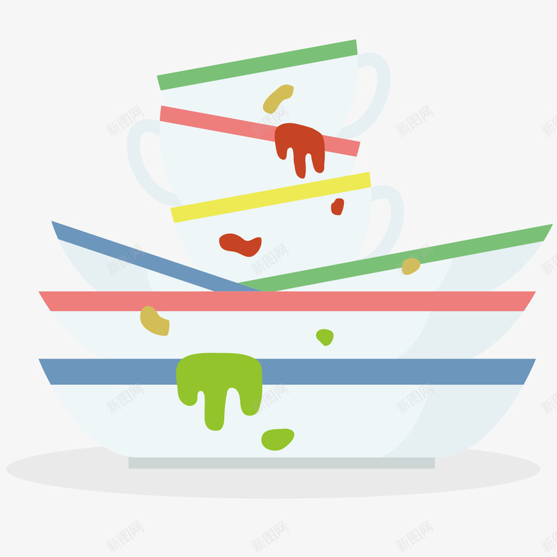 卡通碗盘png免抠素材_88icon https://88icon.com 免费素材 卡通 碗盘 设计 设计素材 餐具