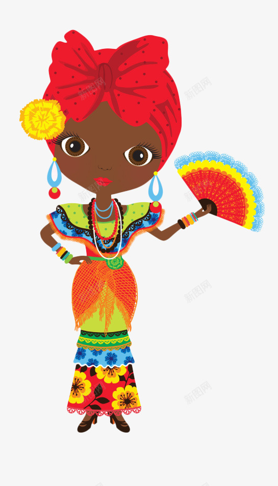 手绘黑人小美女png免抠素材_88icon https://88icon.com 小美女 手绘 民族服饰 黑人 黑人插画