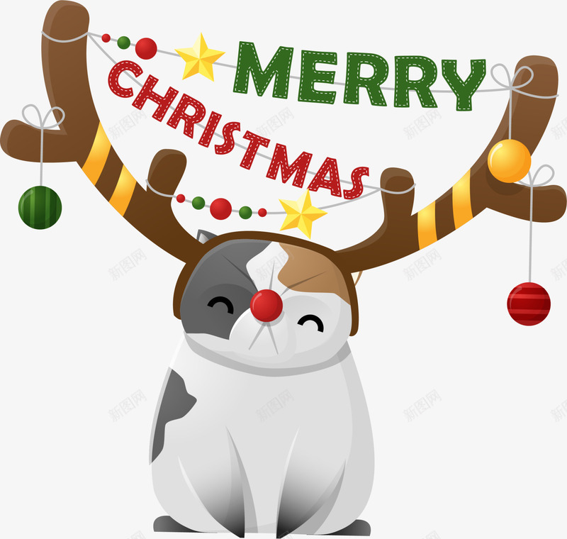 圣诞节卡通可爱猫咪png免抠素材_88icon https://88icon.com Christma Christmas Merry merry 圣诞快乐 圣诞节 猫咪 装饰图案 麋鹿