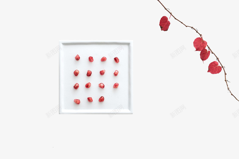 红色石榴png免抠素材_88icon https://88icon.com 叶子 水果 白色方盘 石榴籽