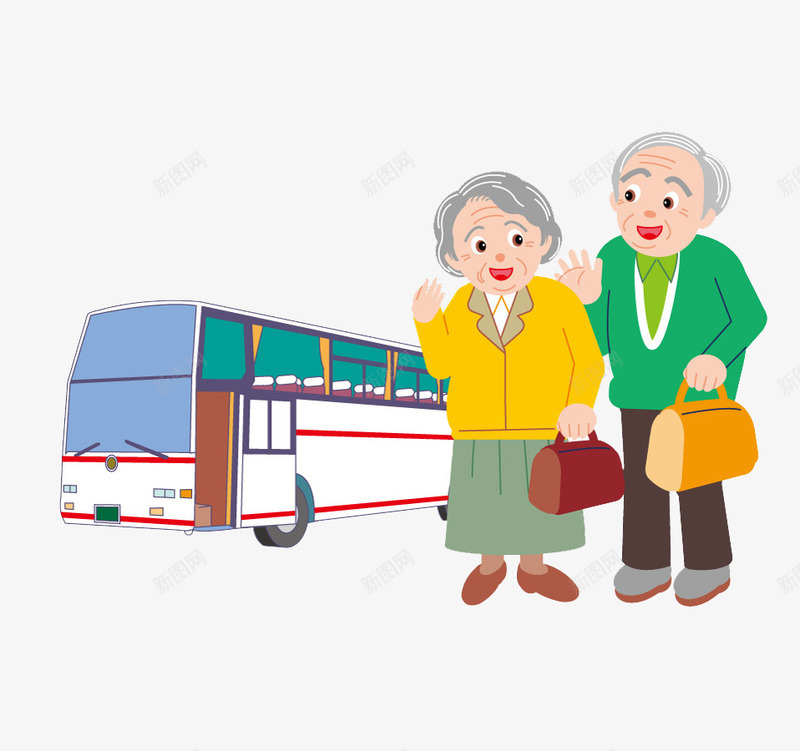 一起坐火车的老夫妇png免抠素材_88icon https://88icon.com 免抠 卡通 火车 素材 绿色 老年夫妻 黄色