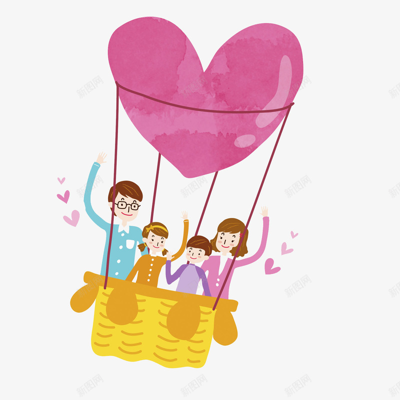 卡通有爱的一家人图png免抠素材_88icon https://88icon.com 一家人 卡通 插图 温馨的 热气球 爱心 爱心贴图 高兴地