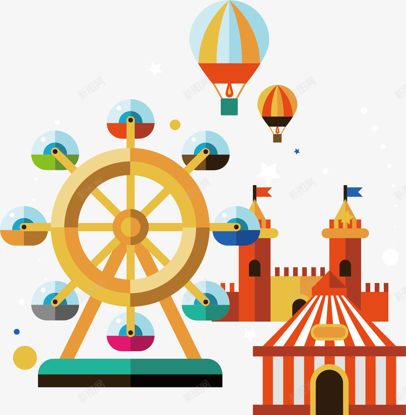 欢乐游乐园矢量图ai免抠素材_88icon https://88icon.com 创意 卡通 手绘 摩天轮 欢乐 游乐园 设计 矢量图