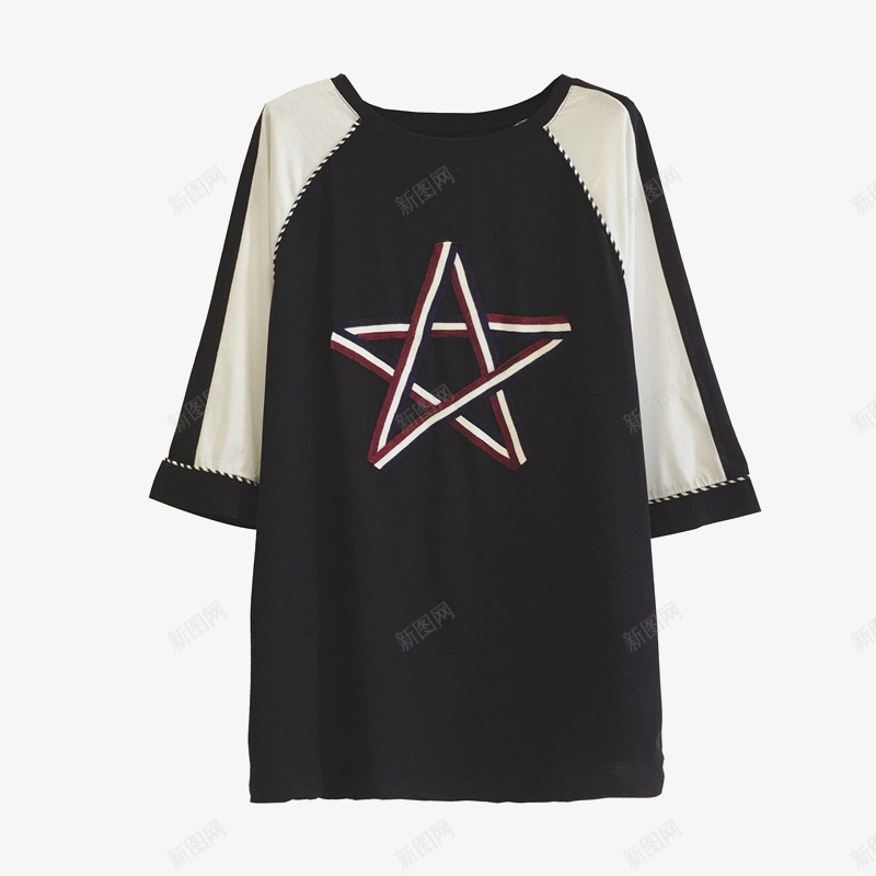 五分袖上衣png免抠素材_88icon https://88icon.com 产品实物 星星个性上衣 短裙衫 黑色拼接衫
