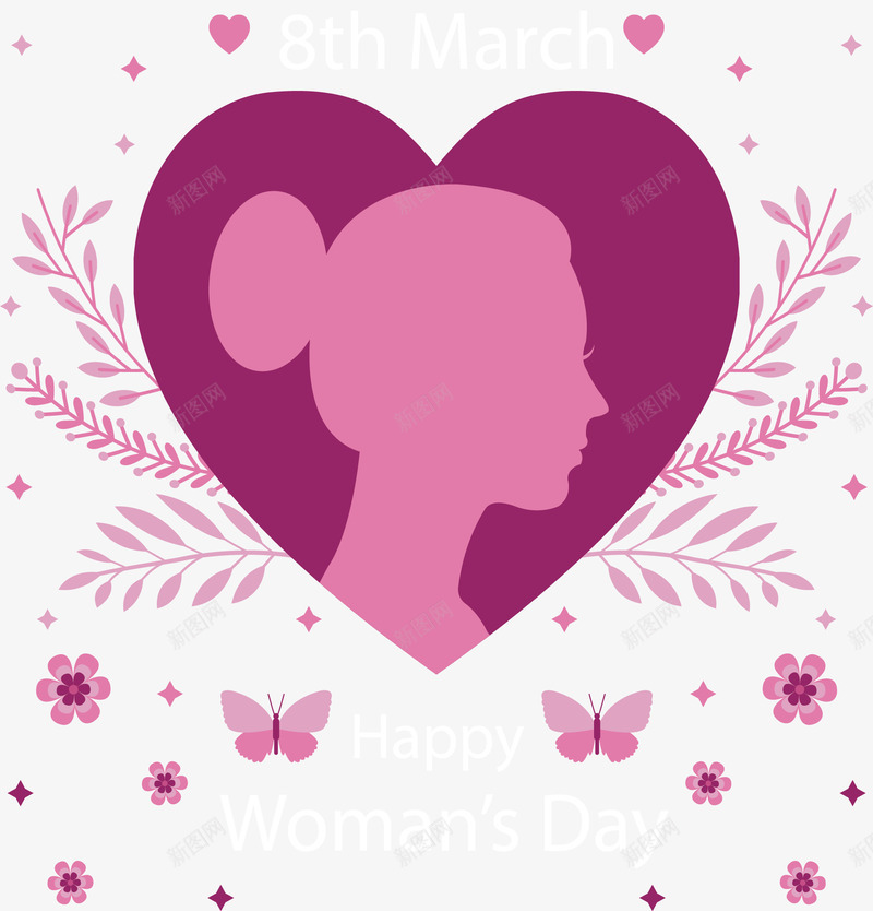 枚红色爱心女人形象矢量图ai免抠素材_88icon https://88icon.com 国际妇女节 女人形象 女人节 妇女节 玫红爱心 矢量png 矢量图
