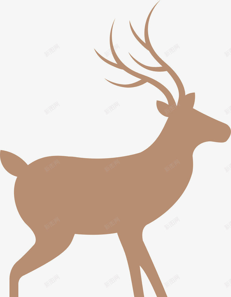呆萌棕色麋鹿png免抠素材_88icon https://88icon.com 动物 可爱麋鹿 呆萌麋鹿 棕色鹿角 棕色麋鹿 站立