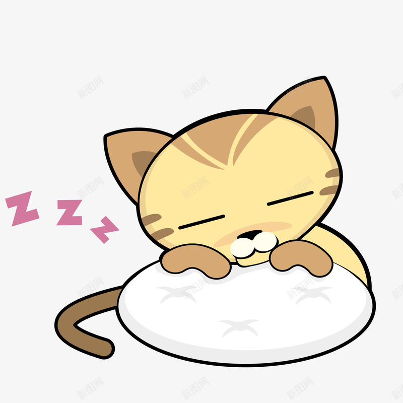 卡通可爱睡觉的猫咪矢量图ai免抠素材_88icon https://88icon.com 动物设计 卡通 宠物 猫咪 睡眠 睡觉 矢量图