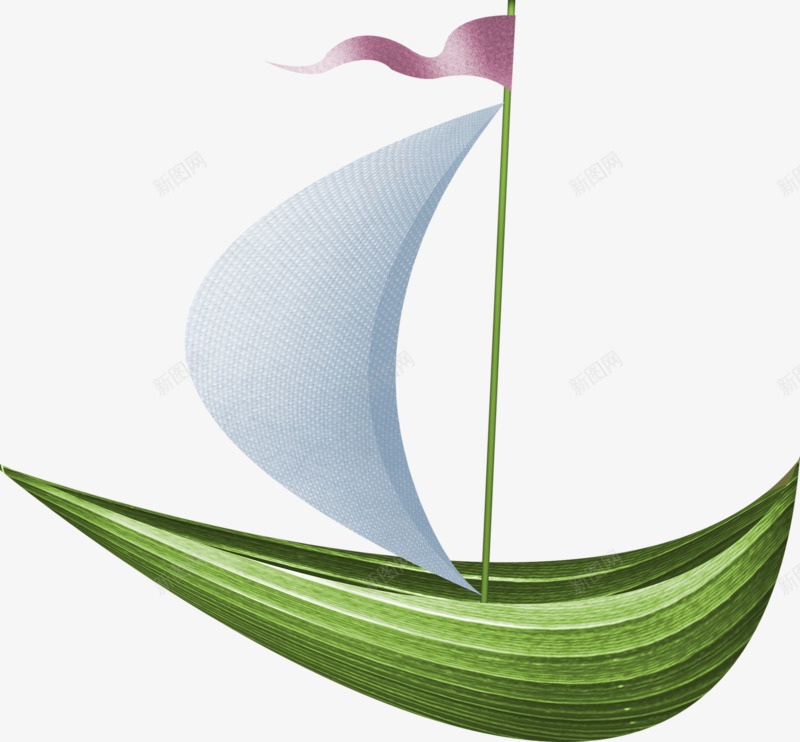 手绘小船png免抠素材_88icon https://88icon.com 一叶小船 卡通 小船 形象 手绘 绿色 艺术