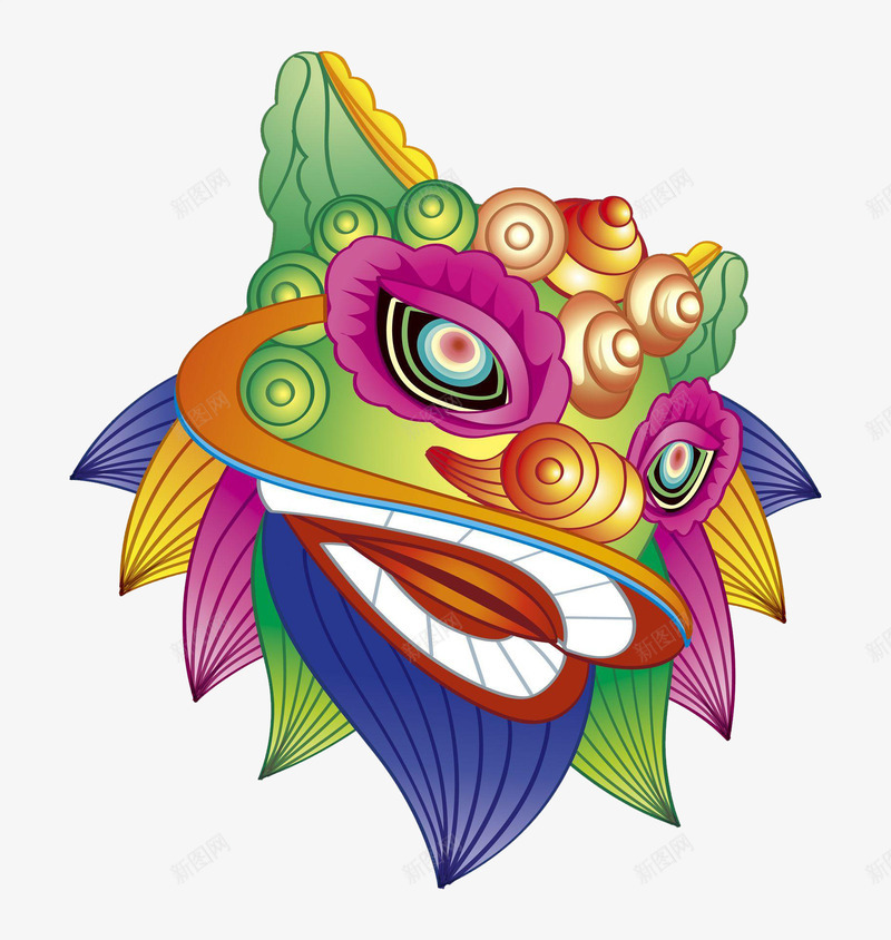 彩色手绘的狮子头png免抠素材_88icon https://88icon.com PNG 彩色 手绘 狮子头