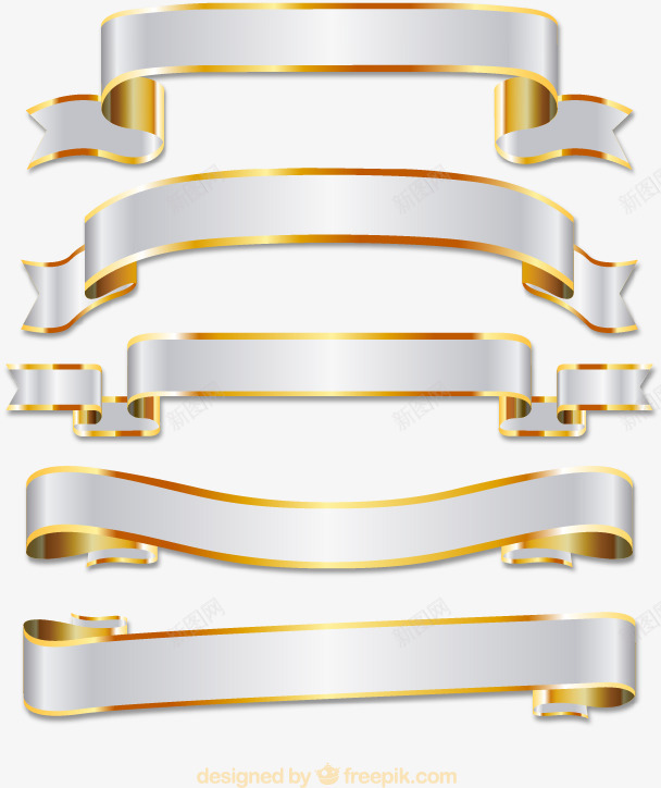 金边丝带条幅png免抠素材_88icon https://88icon.com 丝带 丝带素材 条幅 条幅素材 矢量素材 素材 金边