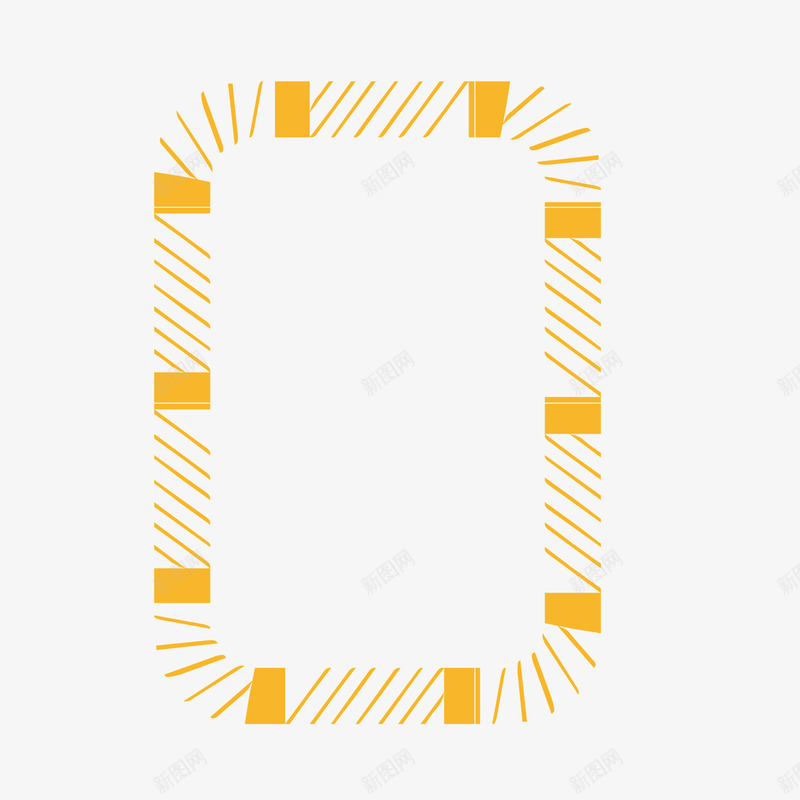黄色线条跑道形边框竖框png免抠素材_88icon https://88icon.com 竖框 竖边框 线条 边框 黄色
