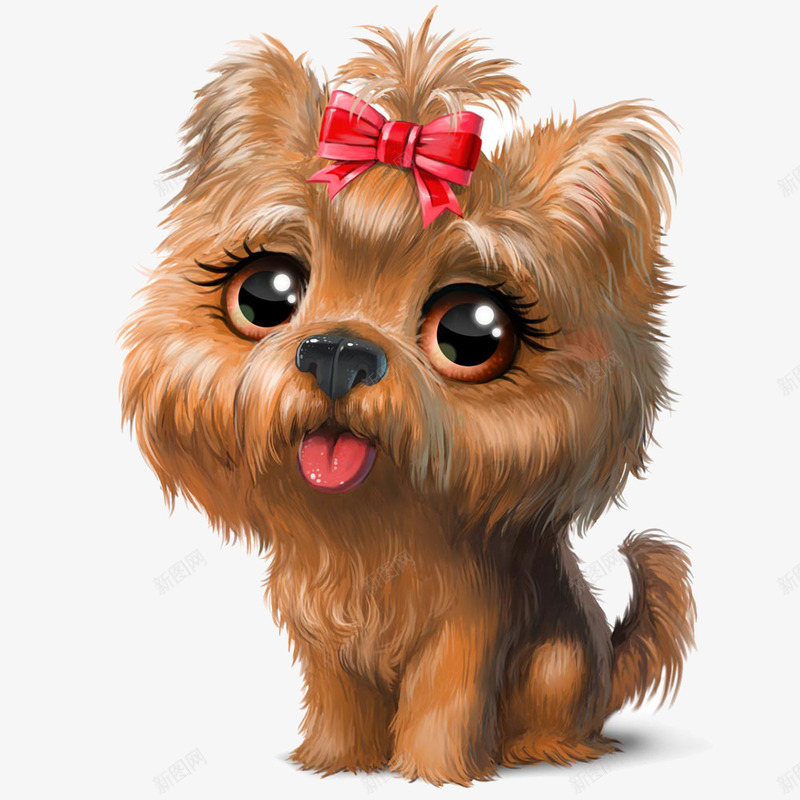 手绘大头狗狗png免抠素材_88icon https://88icon.com 亮晶晶的眼睛 大眼睛 宠物 狗狗 辫子