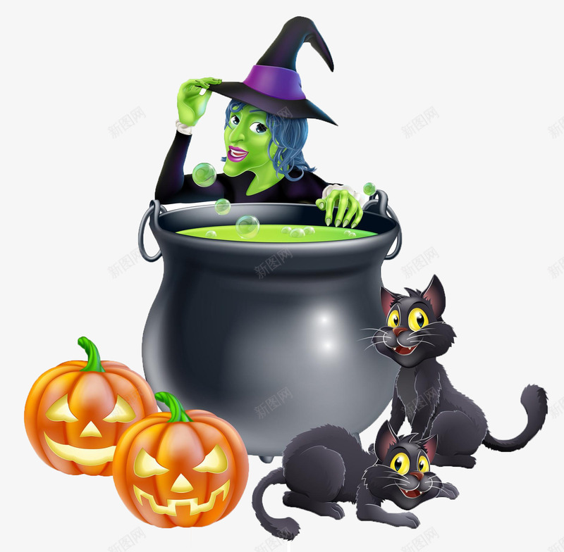卡通万圣节巫师png免抠素材_88icon https://88icon.com 万圣节 卡通 巫师 猫咪