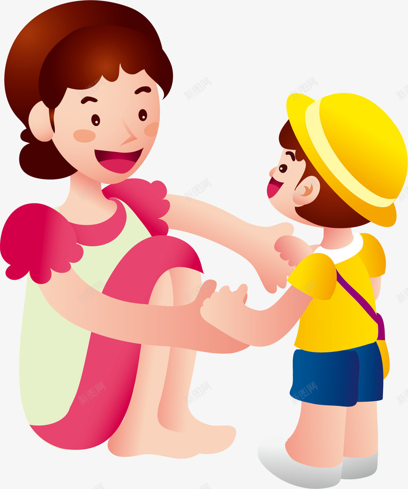 温馨母女插画矢量图ai免抠素材_88icon https://88icon.com 儿童 妈妈 温馨 矢量插画 矢量图