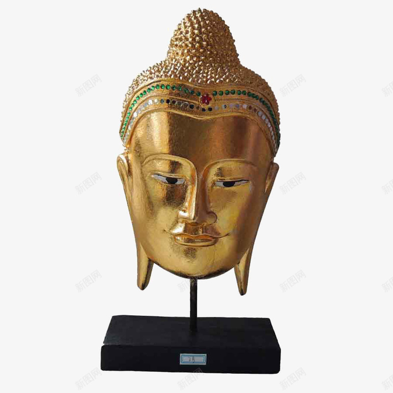 千佛之国泰国特色工艺品png免抠素材_88icon https://88icon.com 产品实物 佛头摆件 金佛聚财 金箔 金箔木雕