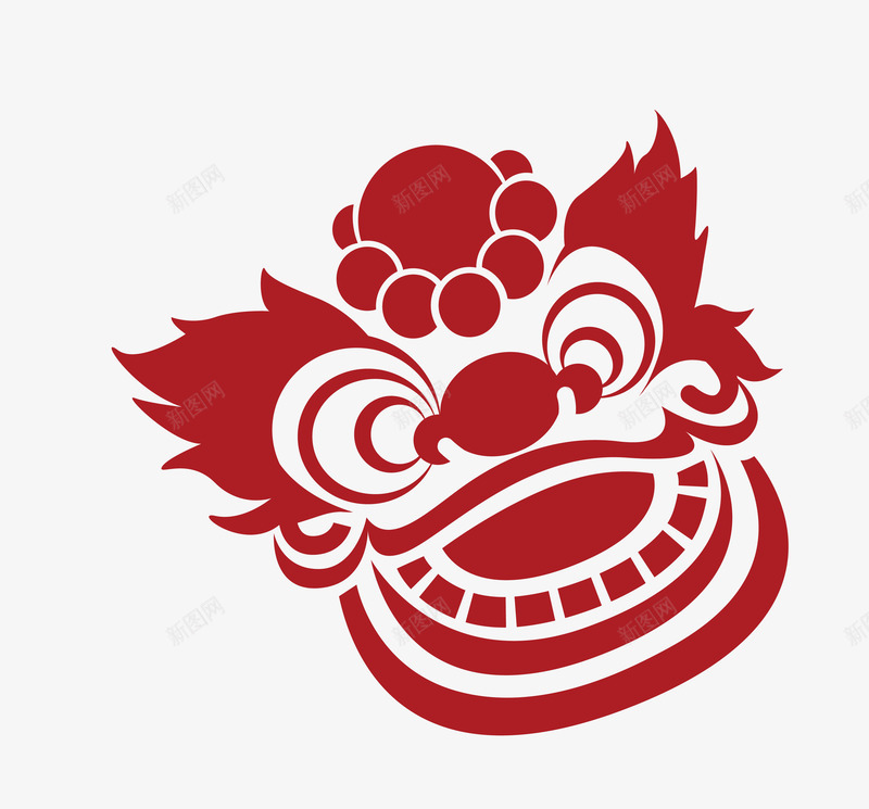 中国风红色吉利狮子剪纸png免抠素材_88icon https://88icon.com 中国风 剪纸 吉利 狮子 红色