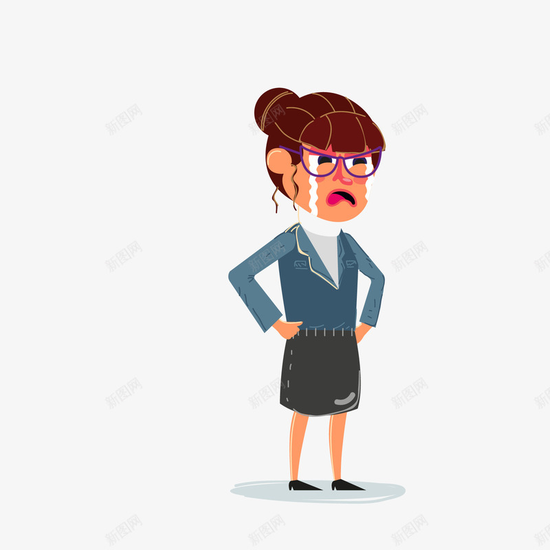 蓝色哭泣的卡通职场女性矢量图ai免抠素材_88icon https://88icon.com 卡通女性 哭泣 女性 职场女性 职场形象 蓝色 矢量图