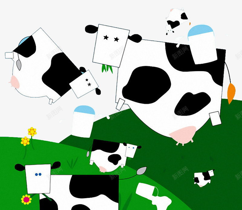 奶牛卡通图png免抠素材_88icon https://88icon.com 可爱 扁平图 牛 草场