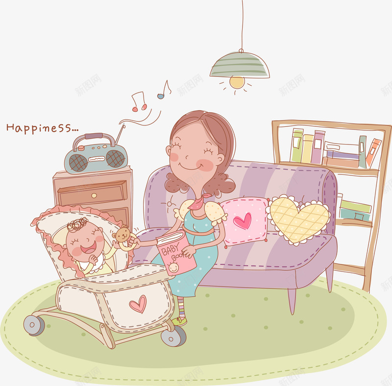 母亲节温馨人物插画矢量图ai免抠素材_88icon https://88icon.com 卡通人物 手绘 插画 母亲节 温馨 矢量图案 矢量图