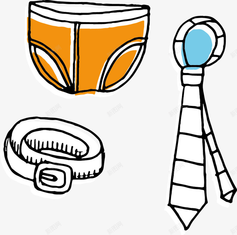 服饰配件矢量图ai免抠素材_88icon https://88icon.com 内衣 服饰 腰带 领带 矢量图