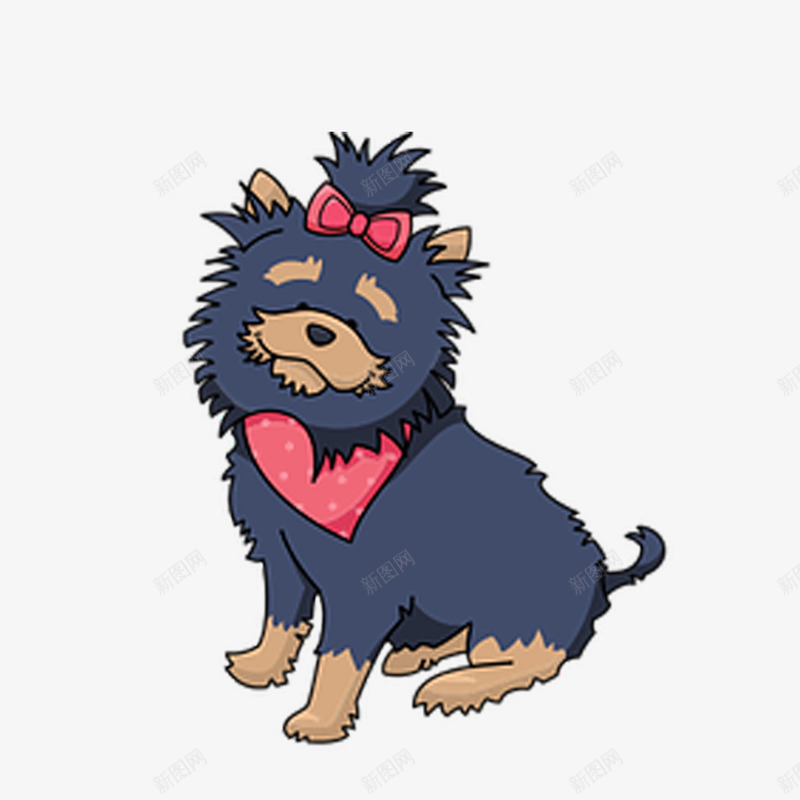 手绘卡通可爱小狗png免抠素材_88icon https://88icon.com 卡通约克夏 宠物 小型犬 手绘蓝色小狗 犬 蝴蝶结