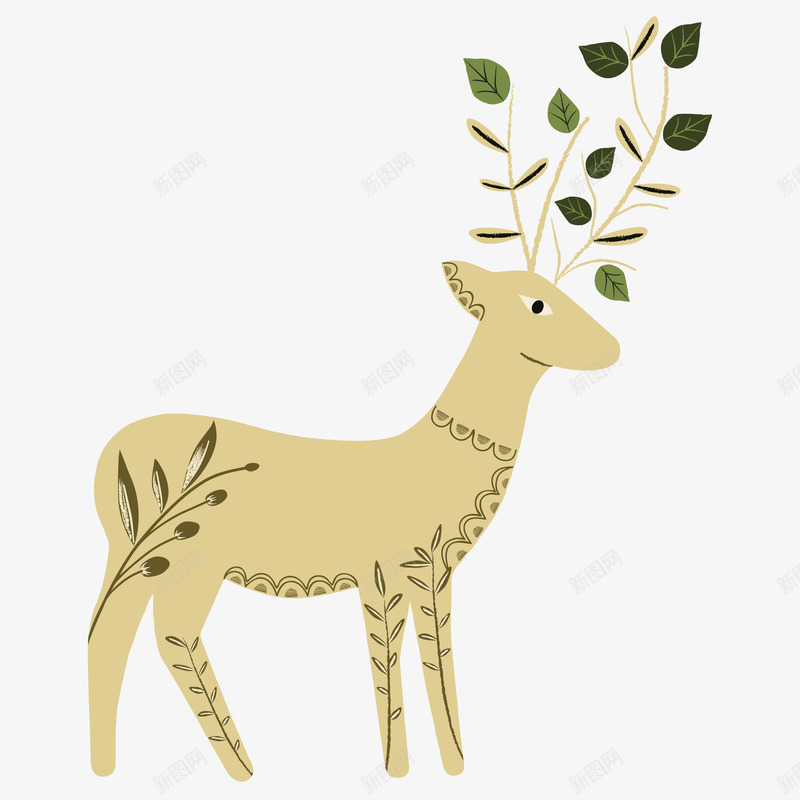 枝叶犄角的手绘麋鹿png免抠素材_88icon https://88icon.com 动物 头角 手绘图 枝叶 犄角 野生麋鹿 麋鹿