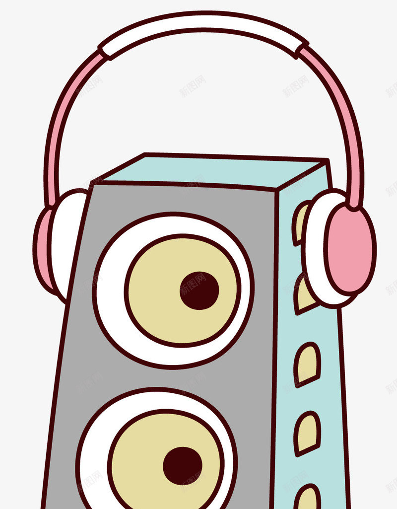 戴着耳机的音响png免抠素材_88icon https://88icon.com 卡通 插画 耳机 设备 音响