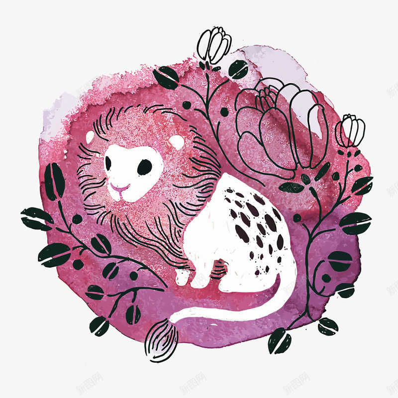 狮子座png免抠素材_88icon https://88icon.com 十二星座 十二星座图案 卡通 手绘 水彩 水彩星座 狮子座 矢量星座