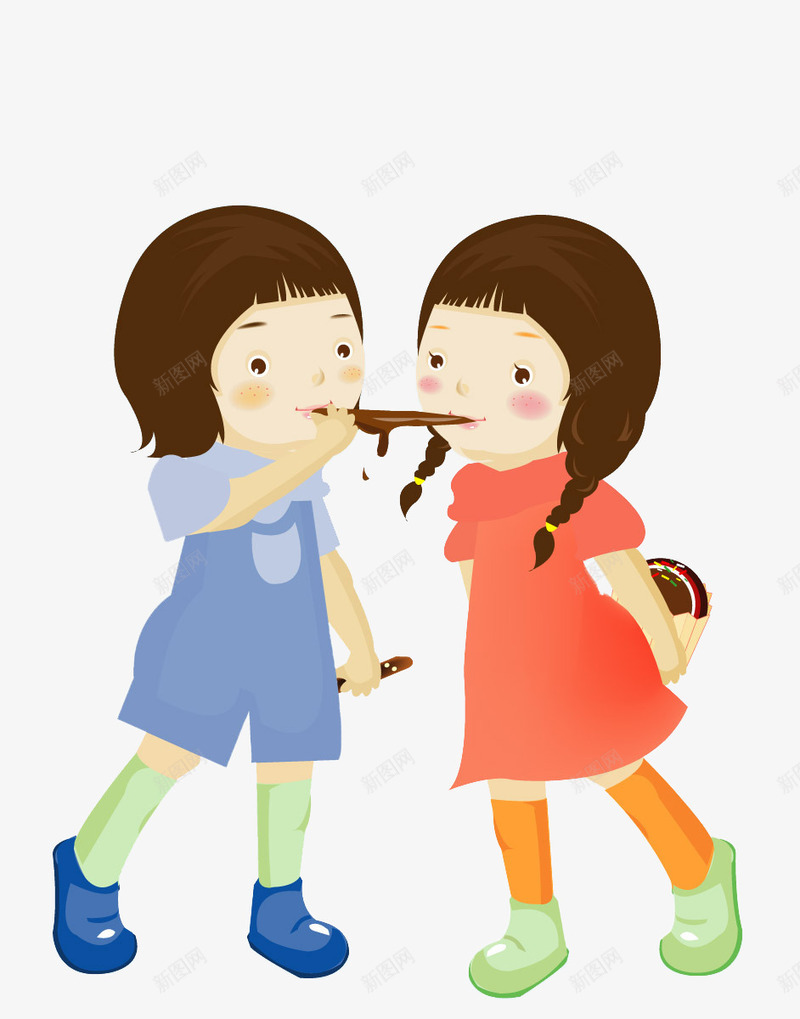 两个在一起玩耍的卡通可爱小女孩png免抠素材_88icon https://88icon.com 卡通 可爱 小女孩 玩耍