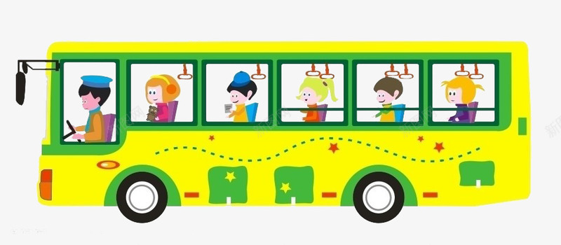 公交车png免抠素材_88icon https://88icon.com 交通工具 公交 公家车 卡通 黄色