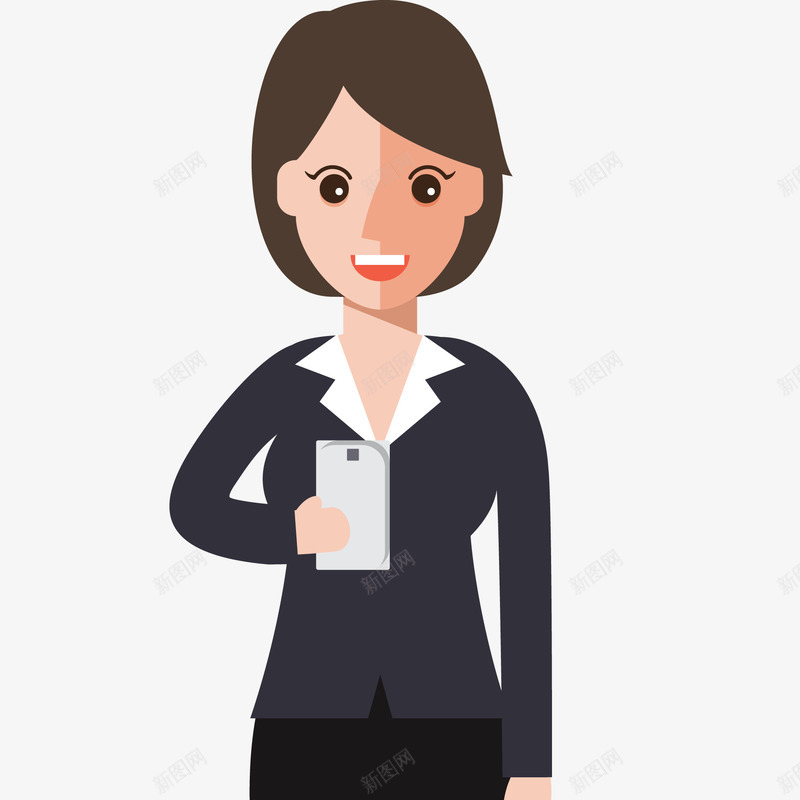 卡通看手机的商务人士矢量图ai免抠素材_88icon https://88icon.com 人物设计 卡通 商务人士 女性 手机 看手机 矢量图